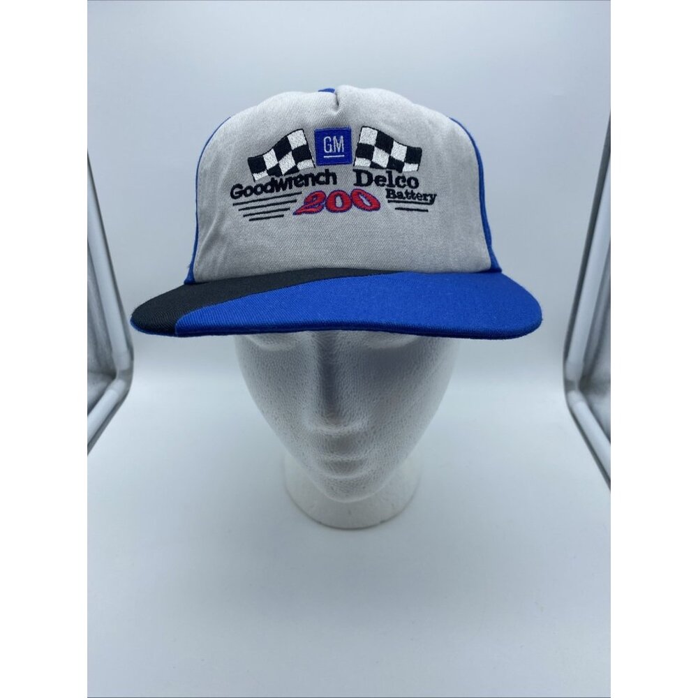 Vintage GM Goodwrench Delco Battery 200 Snapback Hat Cap Gray Blue Black USA